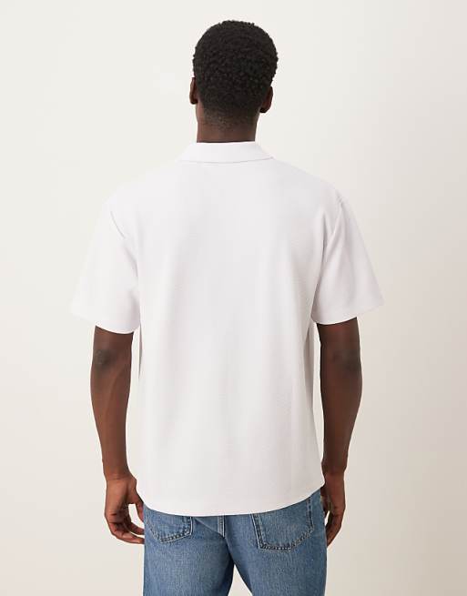 DESIGN Heavyweight Relaxed Polo In White Texture