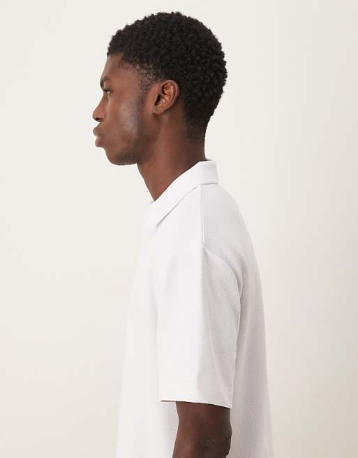 DESIGN Heavyweight Relaxed Polo In White Texture