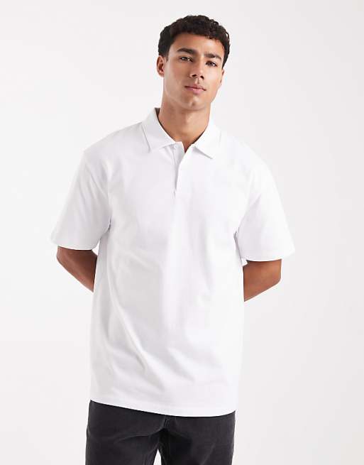 DESIGN heavyweight relaxed polo in white