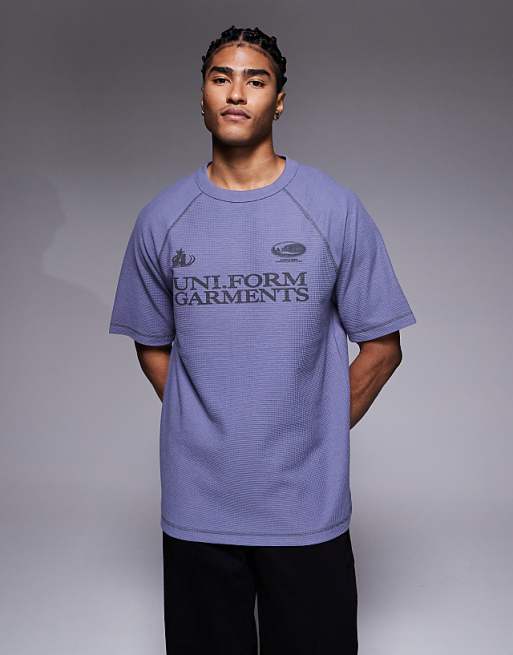 DESIGN heavyweight relaxed raglan t-shirt with text graphic in waffle