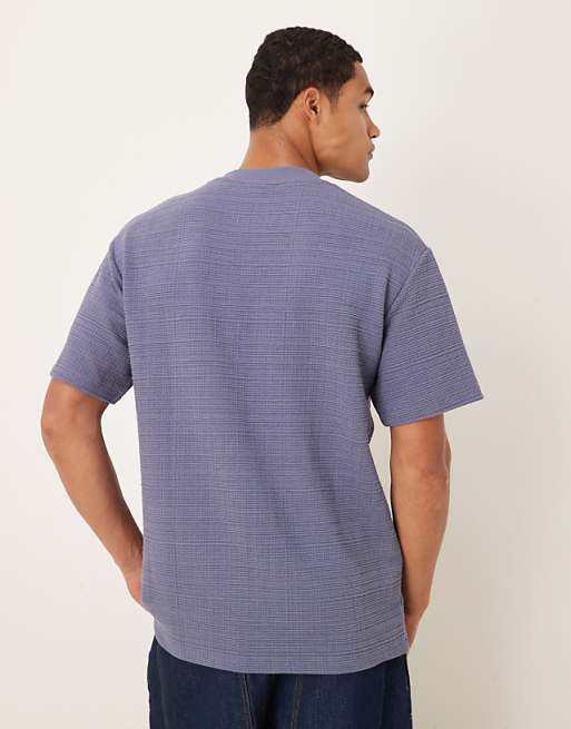 DESIGN Heavyweight Relaxed T-shirt In Blue Texture