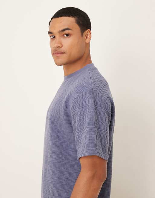 DESIGN Heavyweight Relaxed T-shirt In Blue Texture