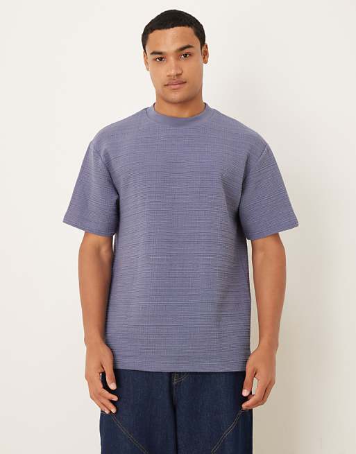 DESIGN heavyweight relaxed t-shirt in blue texture