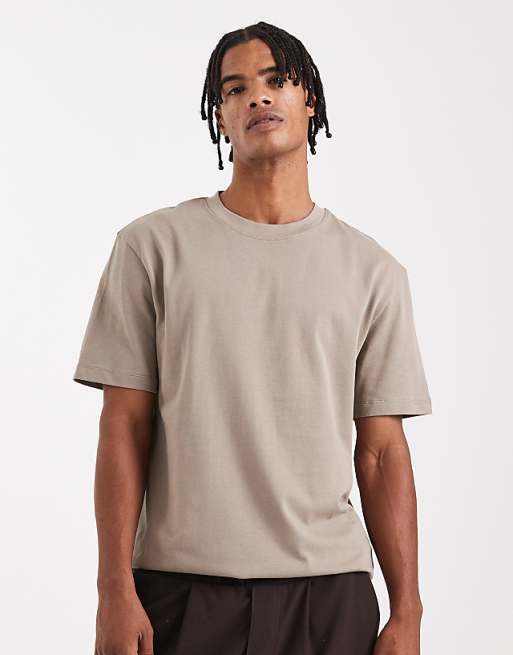 DESIGN heavyweight relaxed t-shirt in brown