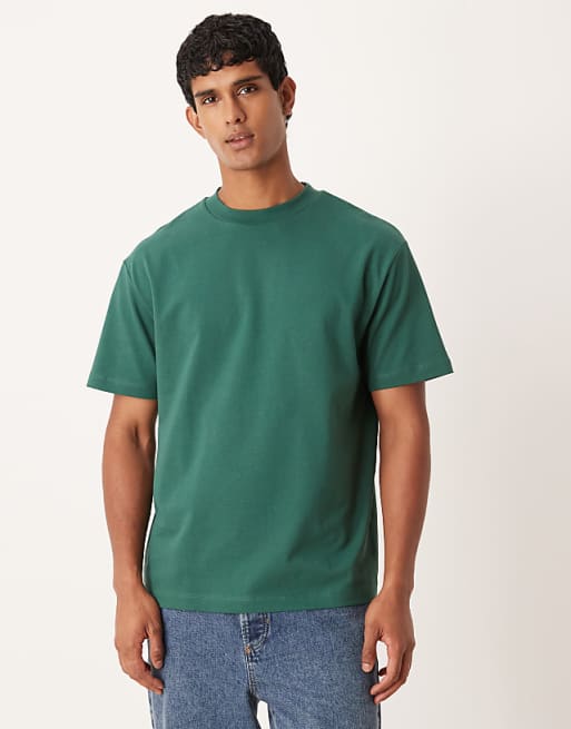 DESIGN heavyweight relaxed t-shirt in dark green