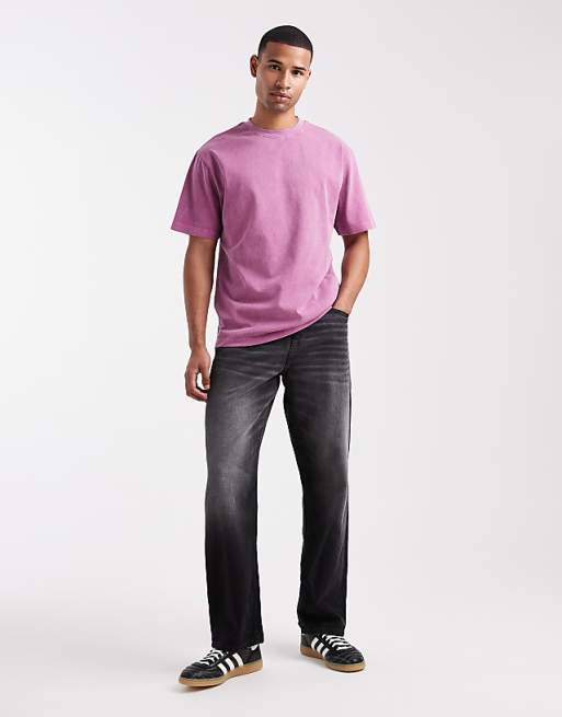 DESIGN Heavyweight Relaxed T-shirt In Garment Dyed Pink