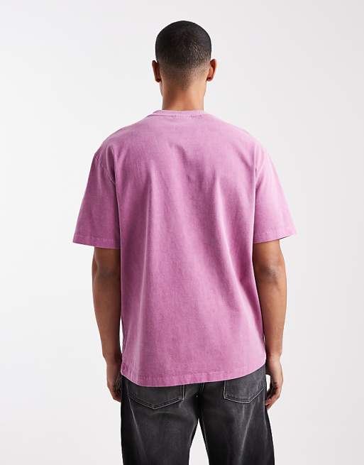 DESIGN Heavyweight Relaxed T-shirt In Garment Dyed Pink