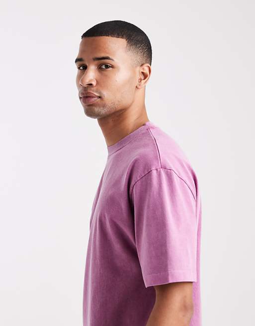 DESIGN Heavyweight Relaxed T-shirt In Garment Dyed Pink