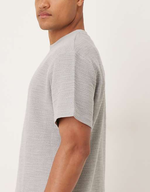 DESIGN Heavyweight Relaxed T-shirt In Grey Boucle