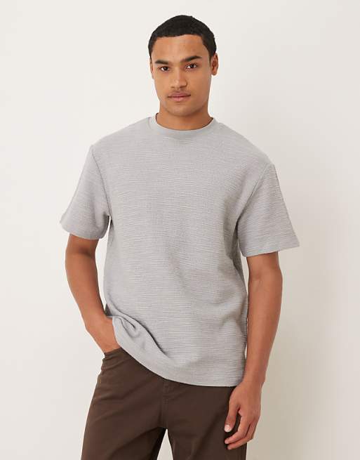 DESIGN heavyweight relaxed t-shirt in grey boucle