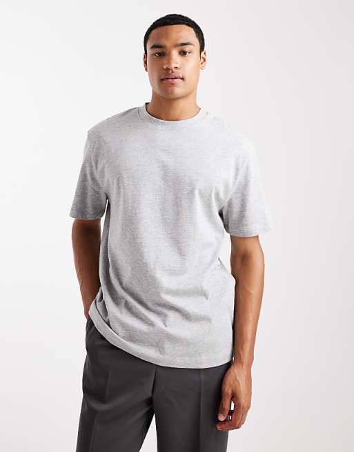 DESIGN heavyweight relaxed t-shirt in grey marl
