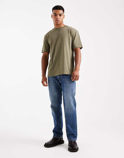 DESIGN Heavyweight Relaxed T-shirt In Khaki