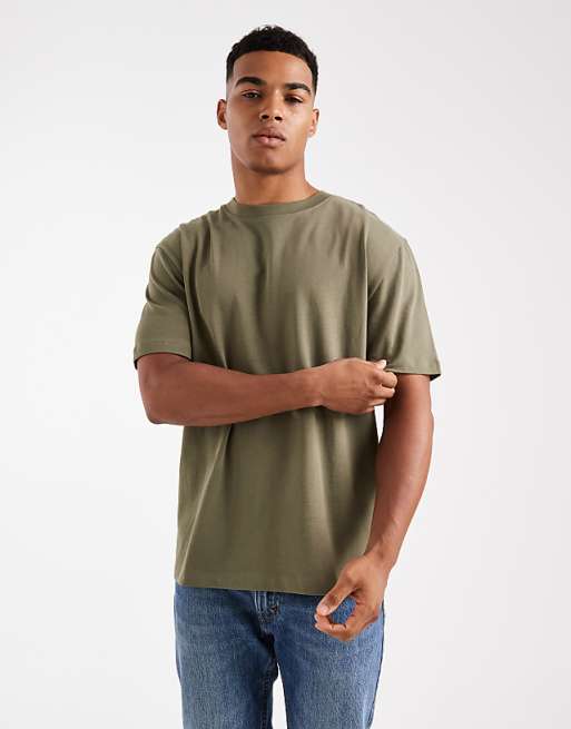 DESIGN heavyweight relaxed t-shirt in khaki