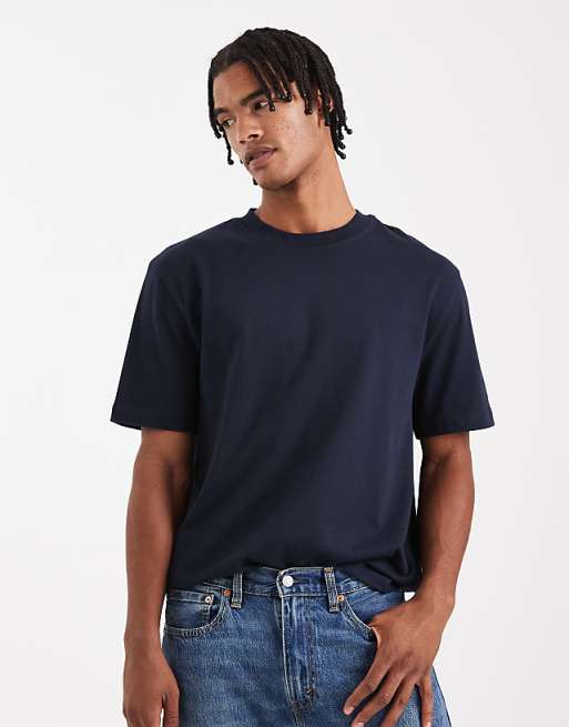 DESIGN heavyweight relaxed t-shirt in navy