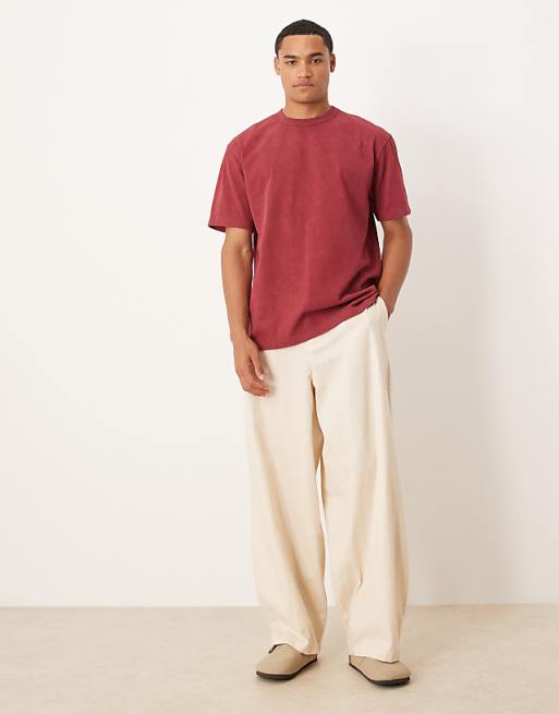 DESIGN Heavyweight Relaxed T-shirt In With City Graphic In Washed Red