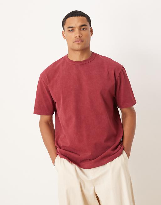 DESIGN Heavyweight Relaxed T-shirt In With City Graphic In Washed Red