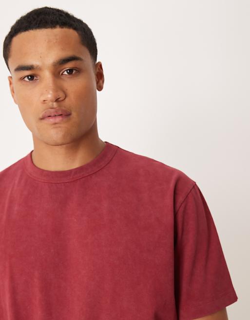 DESIGN Heavyweight Relaxed T-shirt In With City Graphic In Washed Red