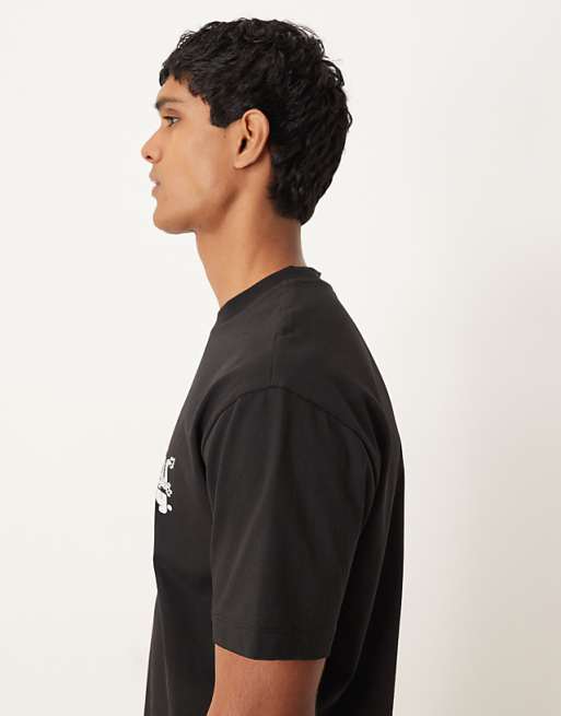 DESIGN Heavyweight Relaxed T-shirt With Dragon Print In Charcoal