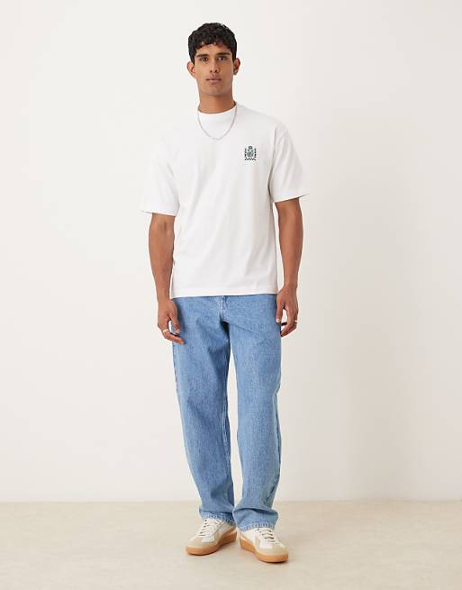 DESIGN Heavyweight Relaxed T-shirt With Food Print In White