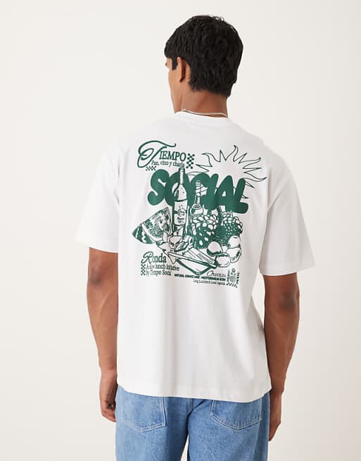 DESIGN heavyweight relaxed t-shirt with food print in white