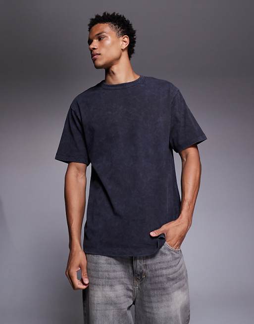 DESIGN Heavyweight Relaxed T-shirt With Heron Graphic In Washed Black