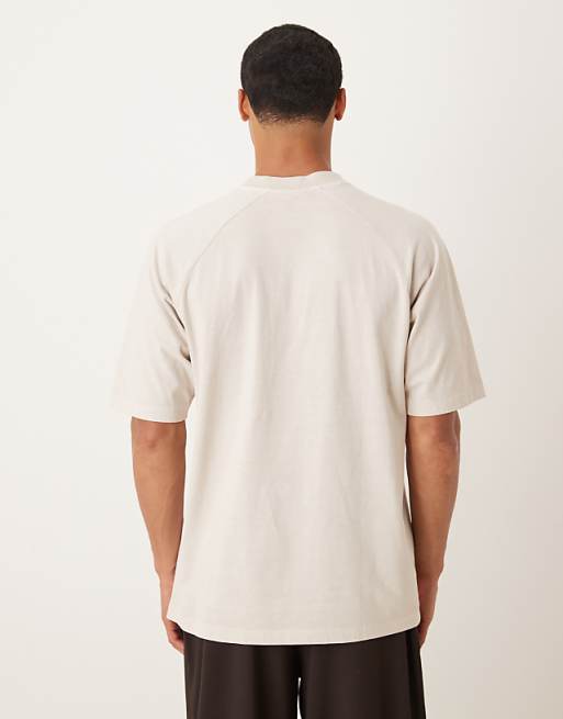 DESIGN Heavyweight Relaxed T-shirt With Raglan Sleeve In Washed Beige