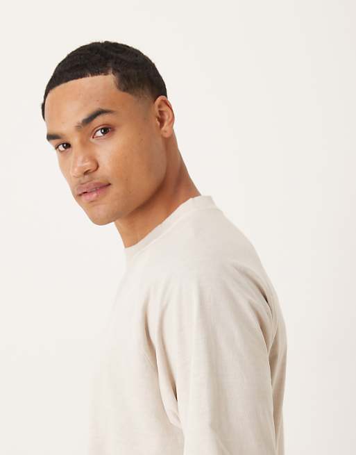 DESIGN Heavyweight Relaxed T-shirt With Raglan Sleeve In Washed Beige