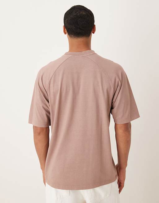 DESIGN Heavyweight Relaxed T-shirt With Raglan Sleeve In Washed Pink