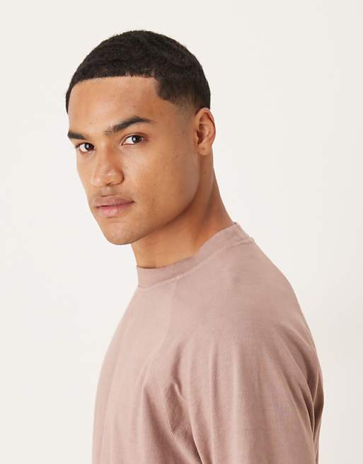 DESIGN Heavyweight Relaxed T-shirt With Raglan Sleeve In Washed Pink