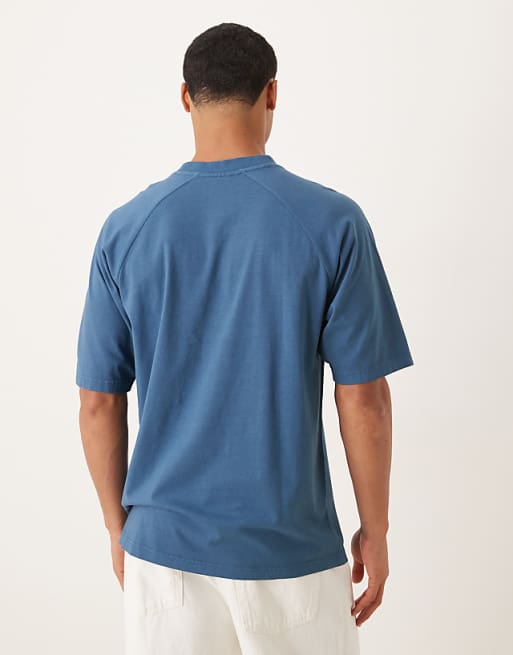 DESIGN Heavyweight Relaxed T-shirt With Raglan Sleeve In Washed Blue