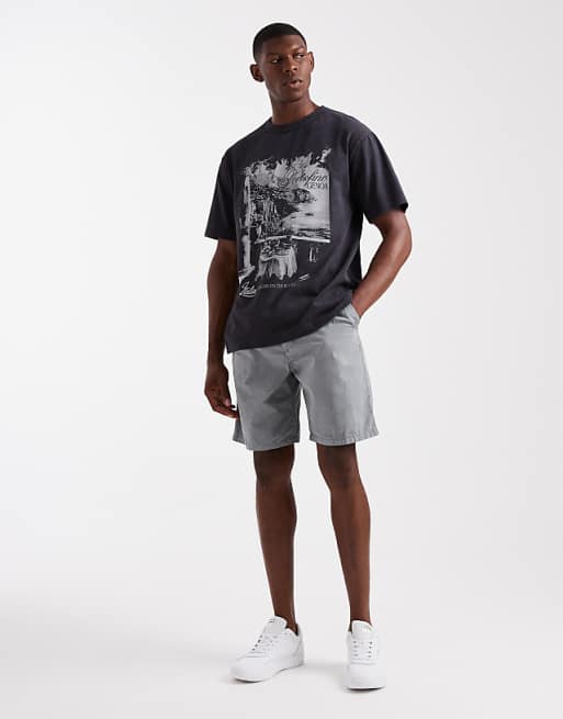 DESIGN Heavyweight Relaxed T-shirt With Scenic Graphic In Washed Black