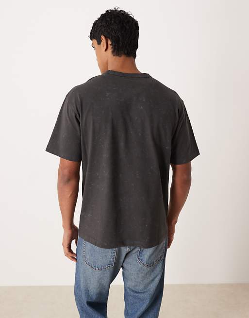 DESIGN Heavyweight Relaxed T-shirt With Street Graphic In Washed Black