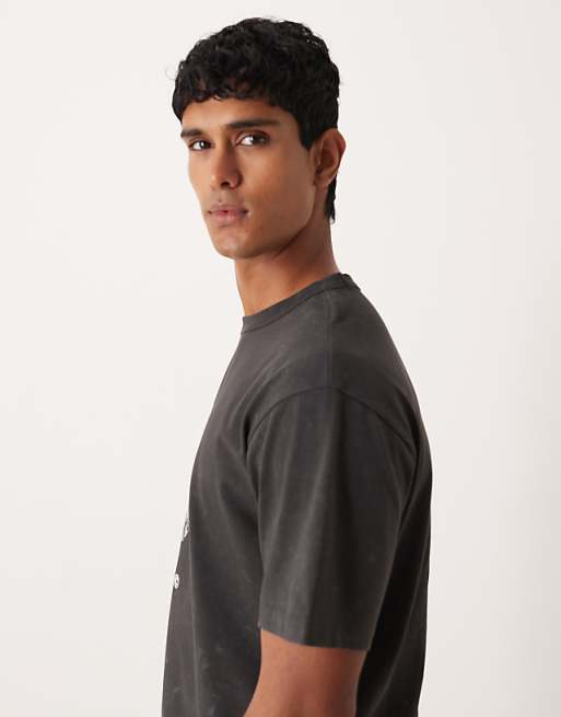 DESIGN Heavyweight Relaxed T-shirt With Street Graphic In Washed Black