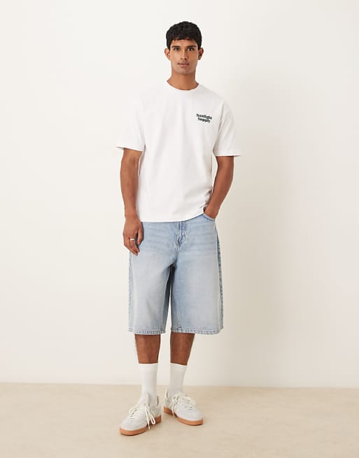 DESIGN Heavyweight Relaxed T-shirt With Text Back Print In White