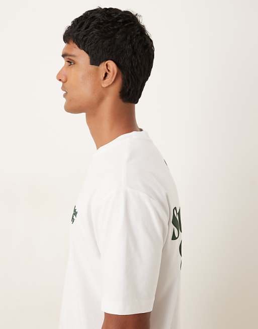 DESIGN Heavyweight Relaxed T-shirt With Text Back Print In White
