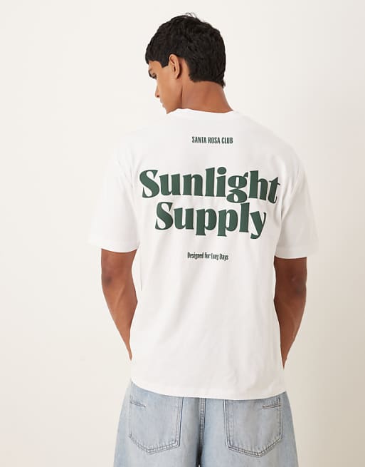 DESIGN heavyweight relaxed t-shirt with text back print in white