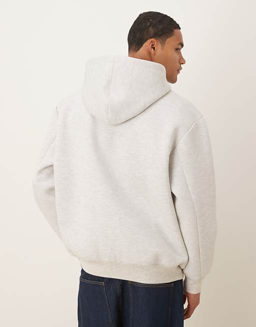 DESIGN Heavyweight Relaxed Zip Through Hoodie In Scuba-style Fabric In Ice Marl