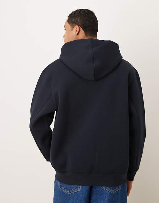 DESIGN Heavyweight Relaxed Zip Through Hoodie In Scuba-style Fabric In Navy