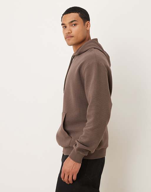 DESIGN Heavyweight Relaxed Zip Through Hoodie In Scuba-style Fabric In Brown