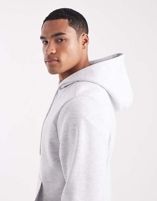 DESIGN Heavyweight Scuba-style Fabric Hoodie In Grey Marl