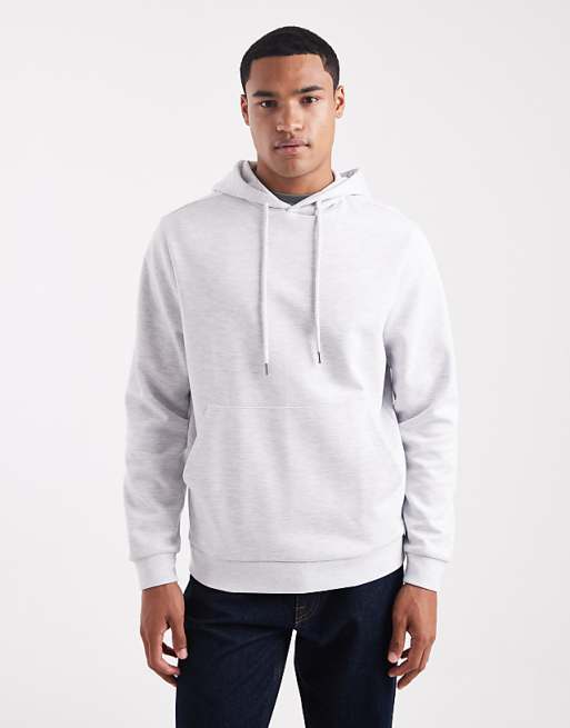 DESIGN heavyweight scuba-style fabric hoodie in grey marl