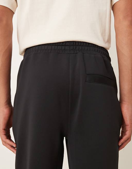 DESIGN Heavyweight Slim Jogger In Scuba-style Fabric With Zipped Pockets In Black