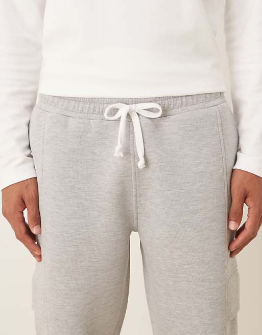 DESIGN Heavyweight Straight Cargo Jogger In Scuba-style Fabric In Grey Marl