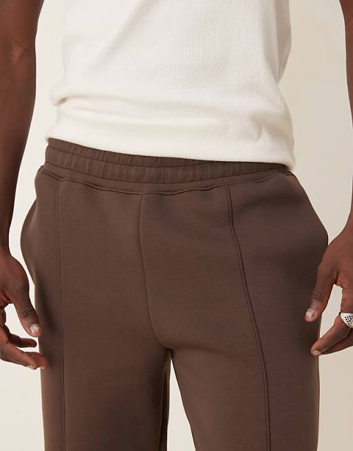 DESIGN Heavyweight Straight Jogger In Scuba-style Fabric In Brown