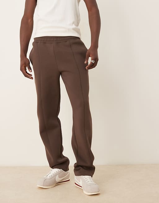 DESIGN Heavyweight Straight Jogger In Scuba-style Fabric In Brown