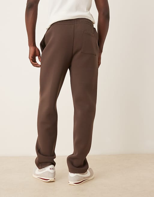 DESIGN Heavyweight Straight Jogger In Scuba-style Fabric In Brown