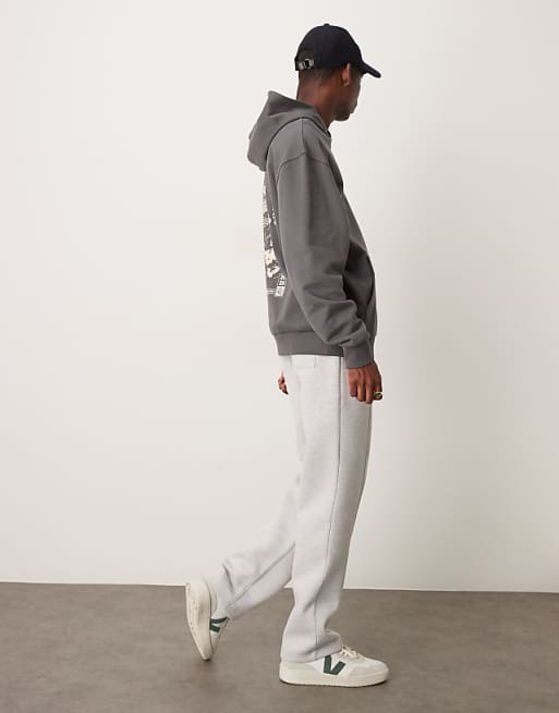 DESIGN Heavyweight Straight Jogger In Scuba-style Fabric In Grey Marl