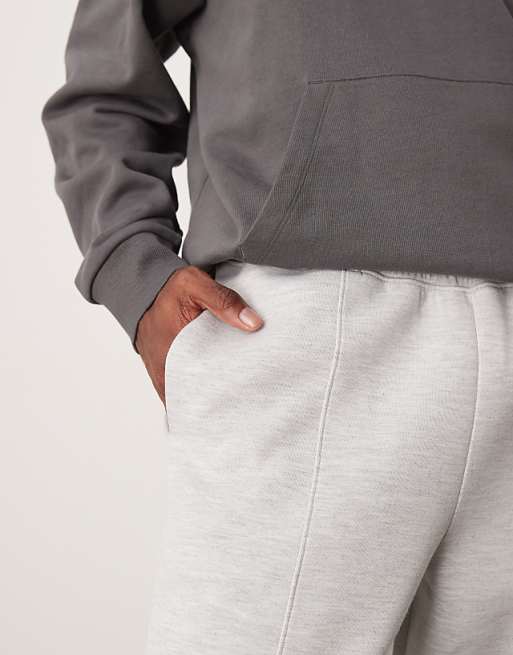 DESIGN Heavyweight Straight Jogger In Scuba-style Fabric In Grey Marl