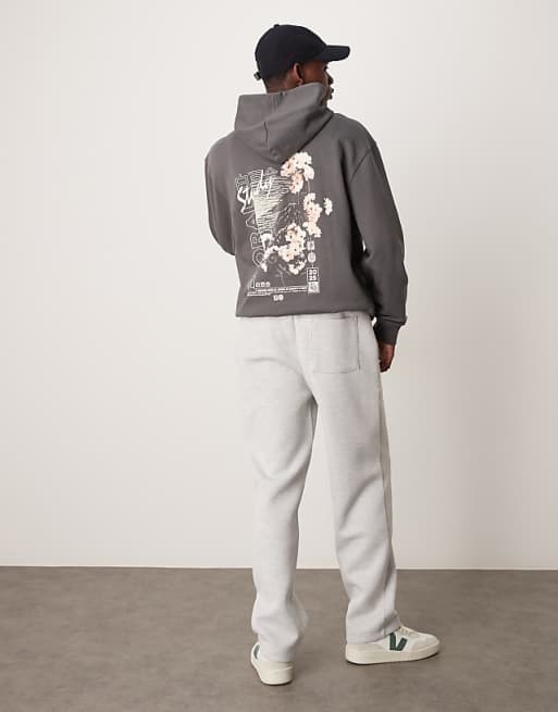 DESIGN Heavyweight Straight Jogger In Scuba-style Fabric In Grey Marl