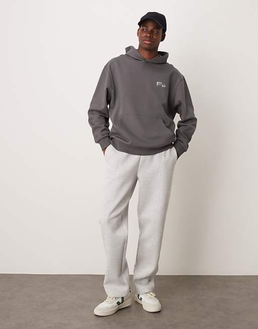 DESIGN heavyweight straight jogger in scuba-style fabric in grey marl
